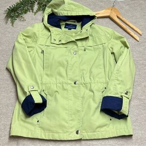 Mackintosh New England Women's Hooded Jacket Size S Lime Green Snap Front GUC